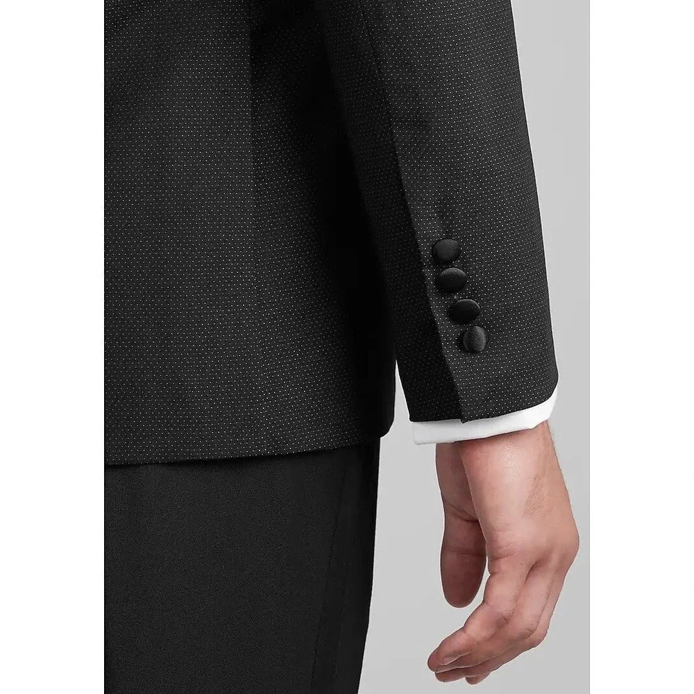 Jos A Bank Men's Dinner‎ Jacket Blazer Black Tailored Fit 46L Wool Blend C070557
